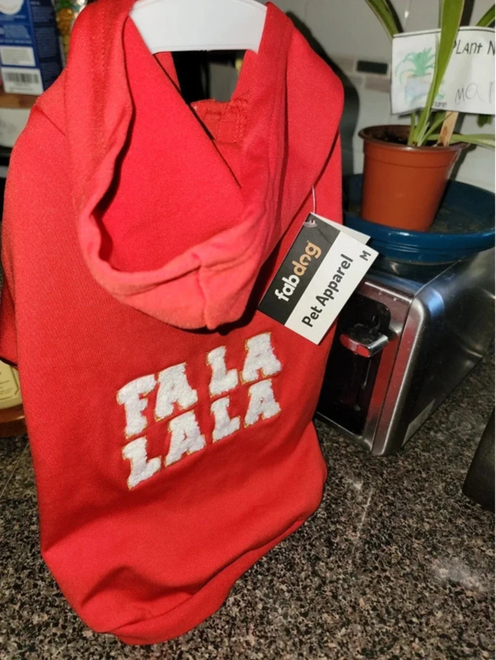 Dog hooded sweater red fala lala Christmas size medium